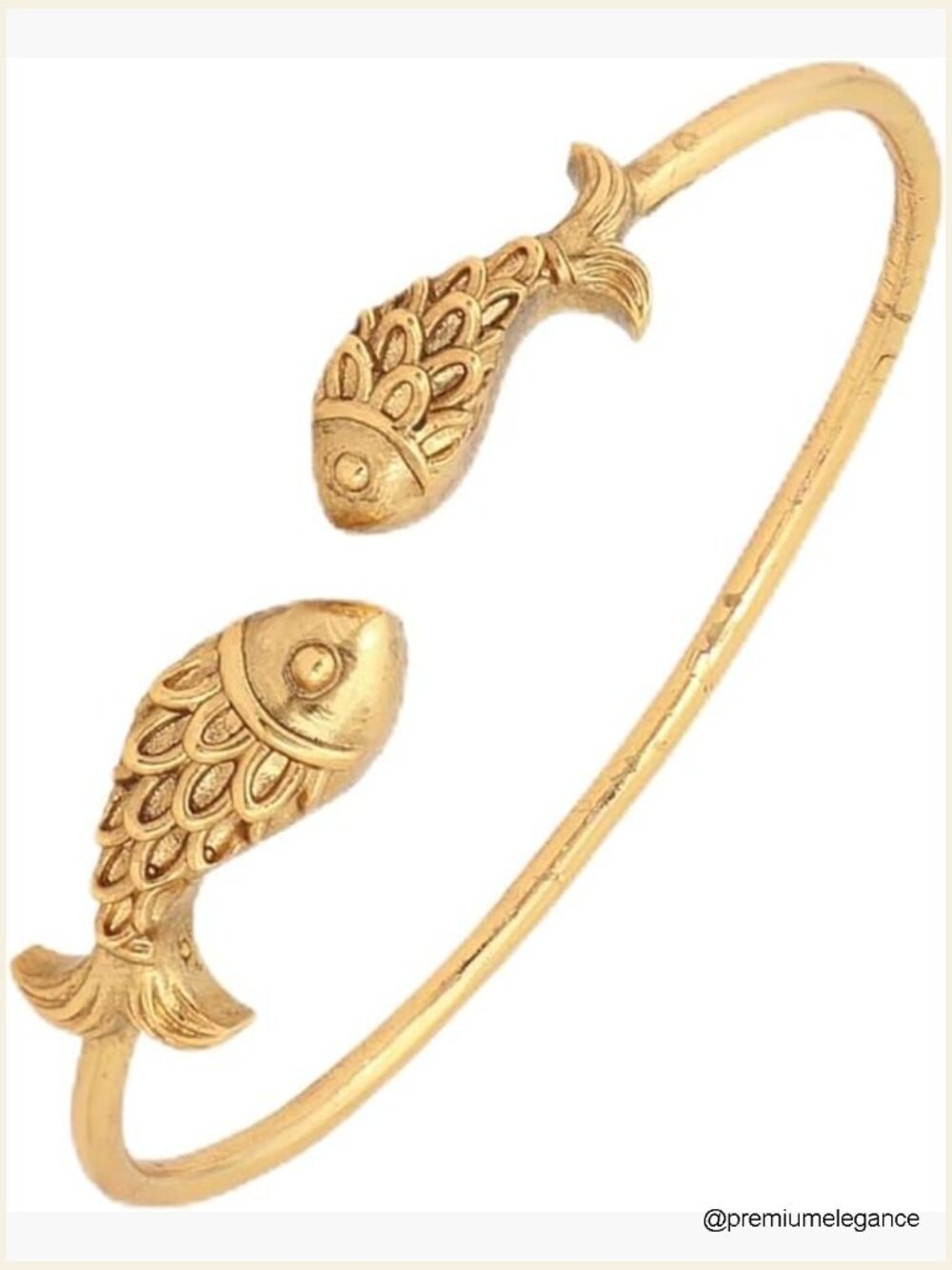Brass CZ Adjustable Cuff Bracelet Indian Jewelry Fish Motif